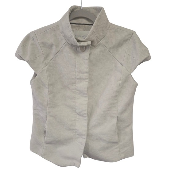 Banana Republic Jackets & Blazers - Banana Republic Womens Short Sleeve Blazer Jacket Cream Mock Neck Size 6
